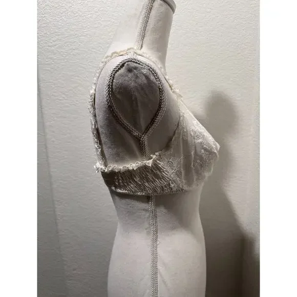 Vintage 90s Victoria's Secret Second Skin High Cut Brief Panties L Bra 36C White - Picture 9 of 15